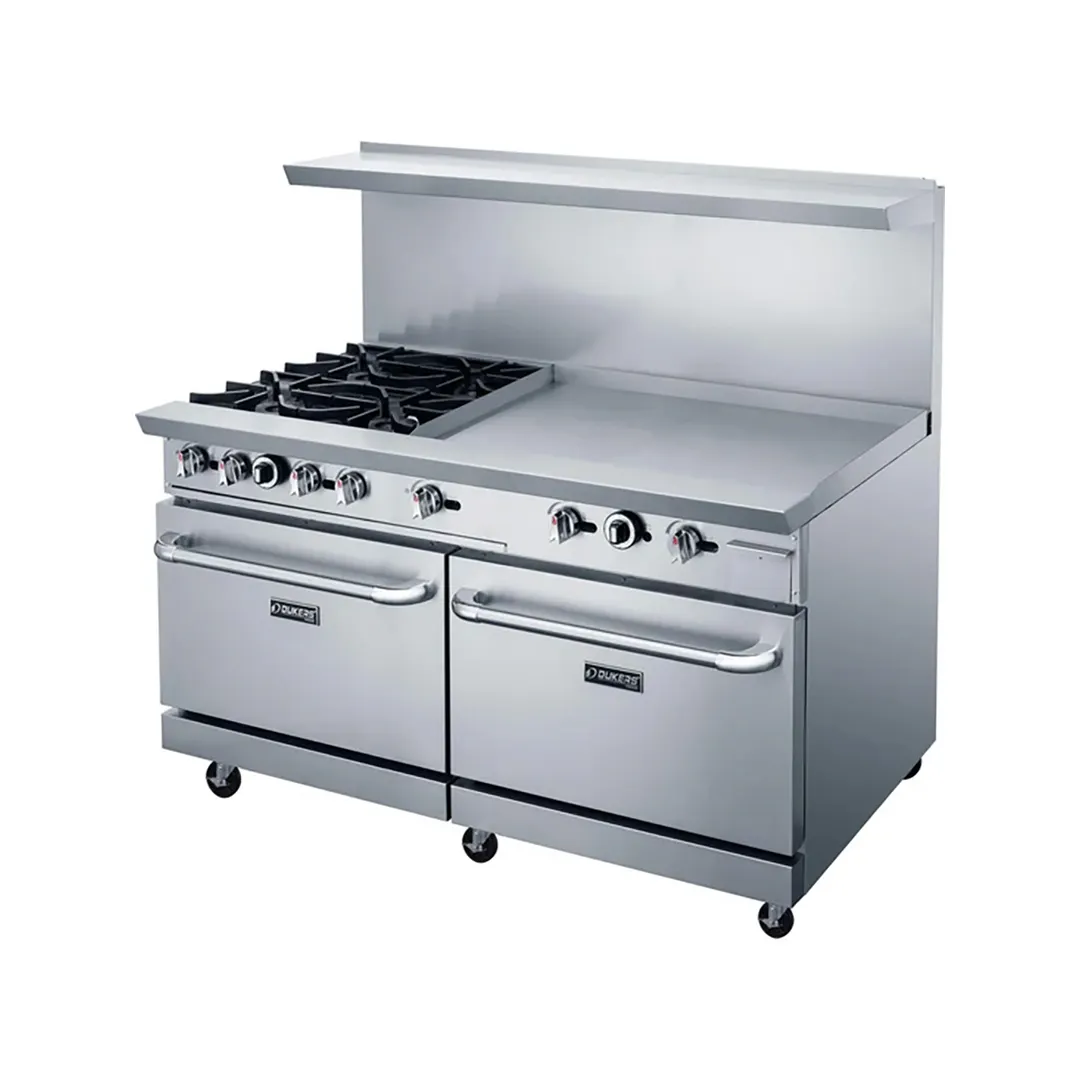 Dukers Appliance Co DCR60-4B36GM 60" Gas Restaurant Range, 4 Burners, 36" Griddle, 286.000 BTU 