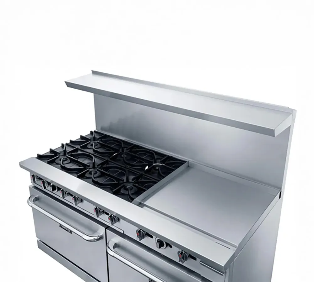 Dukers Appliance Co DCR60-6B24GM 60" Gas Restaurant Range, 6 Open Burners, 24" Griddle, (2) Standard Ovens, 324.000 BTU 