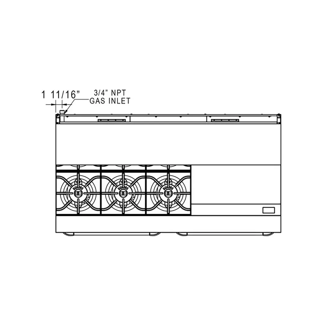 Dukers Appliance Co DCR60-6B24GM 60" Gas Restaurant Range, 6 Open Burners, 24" Griddle, (2) Standard Ovens, 324.000 BTU 