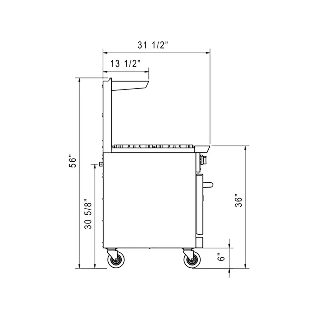 Dukers Appliance Co DCR60-6B24GM 60" Gas Restaurant Range, 6 Open Burners, 24" Griddle, (2) Standard Ovens, 324.000 BTU 