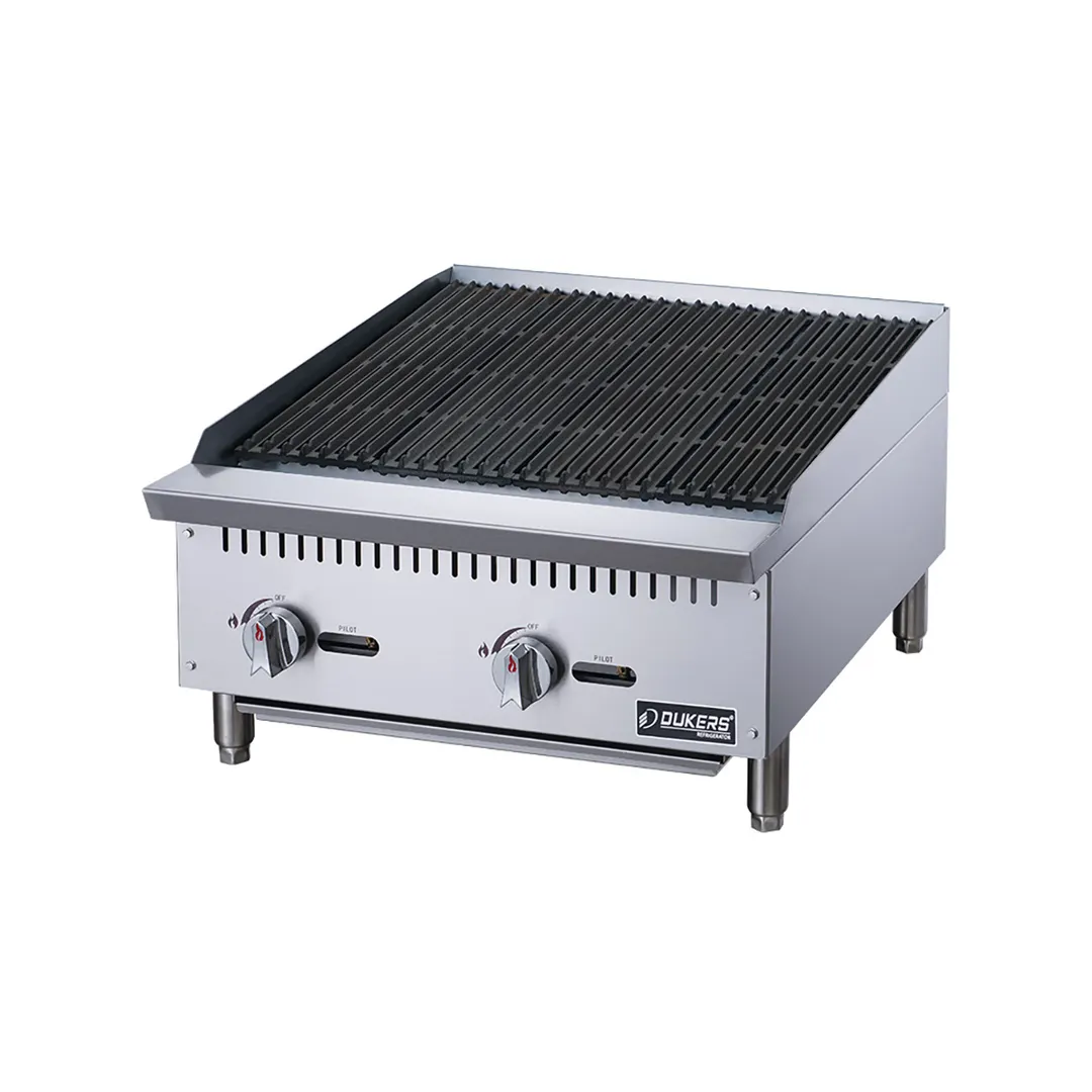 Dukers Appliance Co DCRB24 24" Countertop Gas Radiant/Lava Rock Charbroiler, 70.000 BTU
