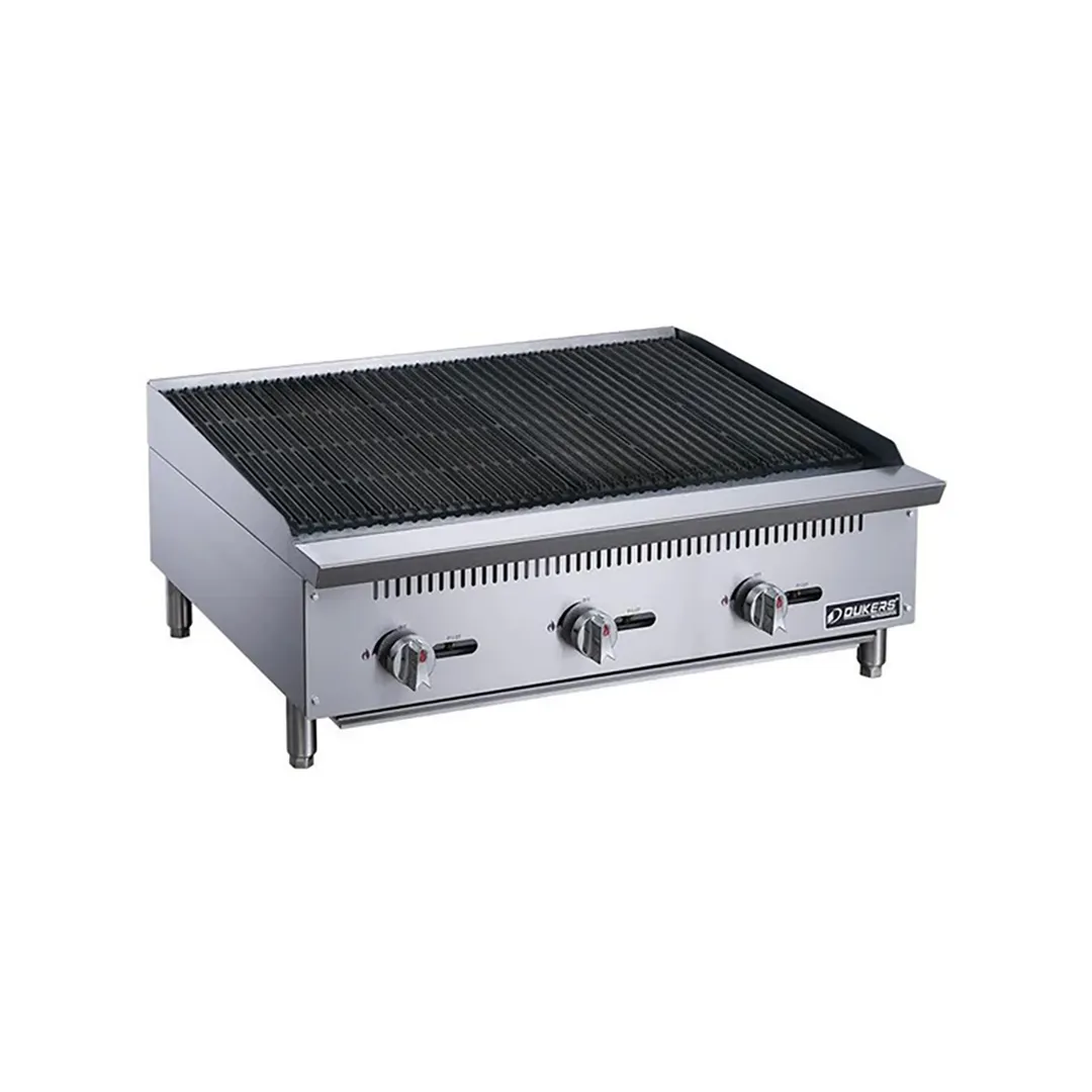 Dukers Appliance Co DCRB36 36" Countertop Gas Radiant/Lava Rock Charbroiler, 105.000 BTU