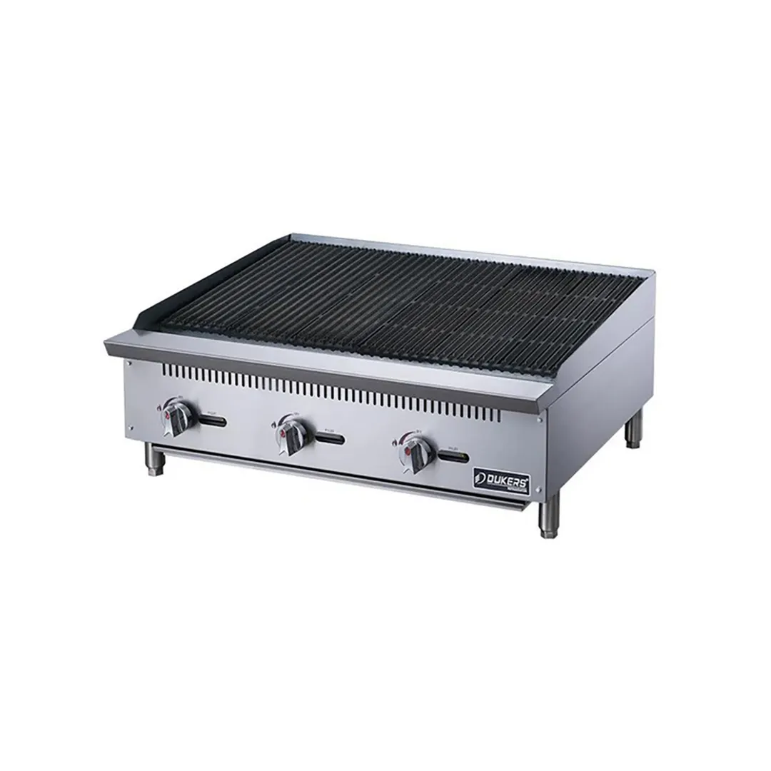 Dukers Appliance Co DCRB36 36" Countertop Gas Radiant/Lava Rock Charbroiler, 105.000 BTU