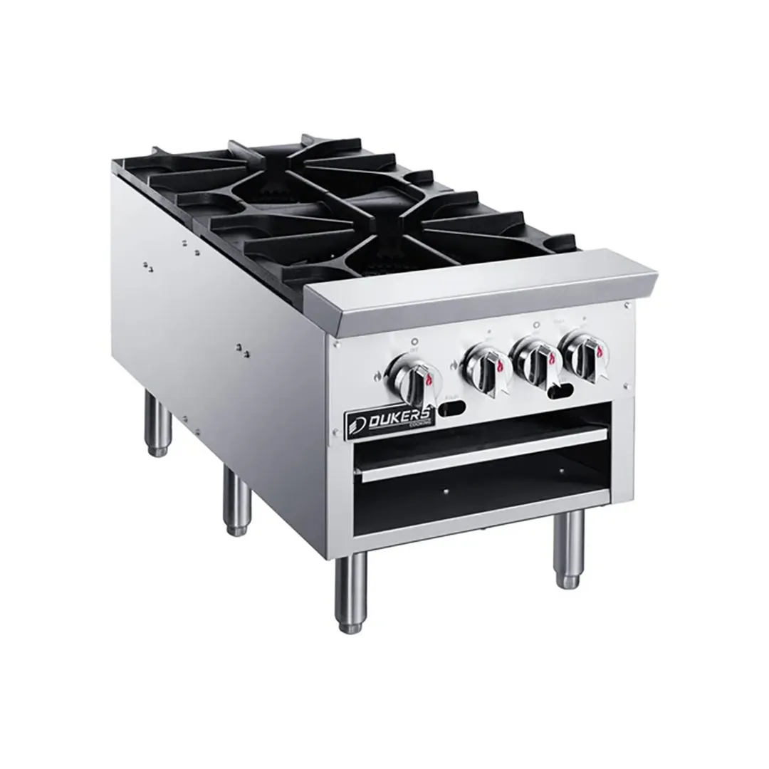 Dukers Appliance Co DCSPB2 18" Gas Stock Pot Range, (2) Three Ring Burners, Low Height, 160.000 BTU 