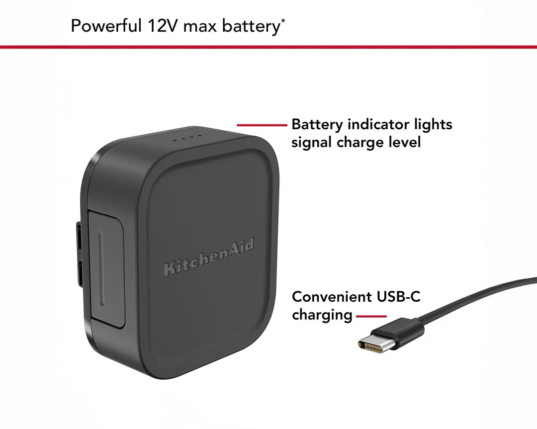 KitchenAid KRB12 Go Cordless 12V MAX Lithium-Ion Battery, Fits KitchenAid Go Appliances