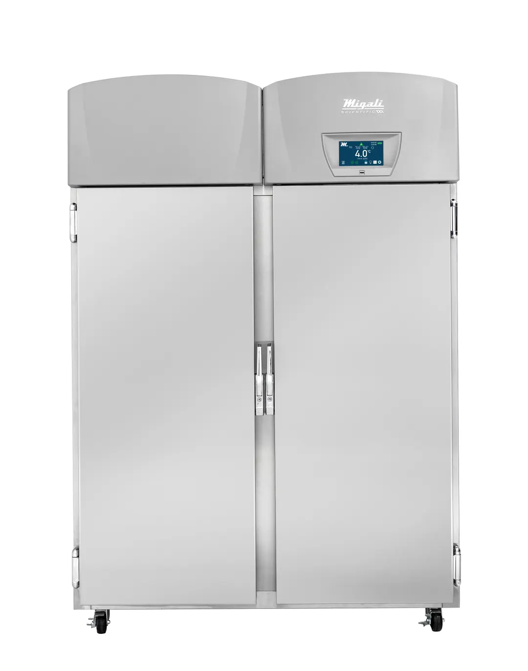 Migali EVOX-2R-LB 55" Solid Door Fridge, 44.9 Cu Ft, SS Exterior, White Int., Full‑Hinged, Top‑Mount