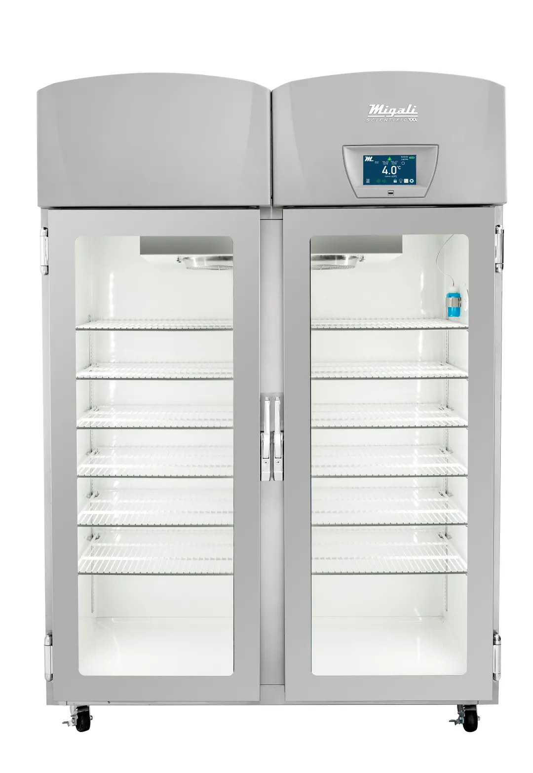 Migali EVOX-2RG-LB 55" Glass Door Medical Refrigerator, 44.9 cu ft, LCD, 12 Shelves, R‑134a, ADA USA