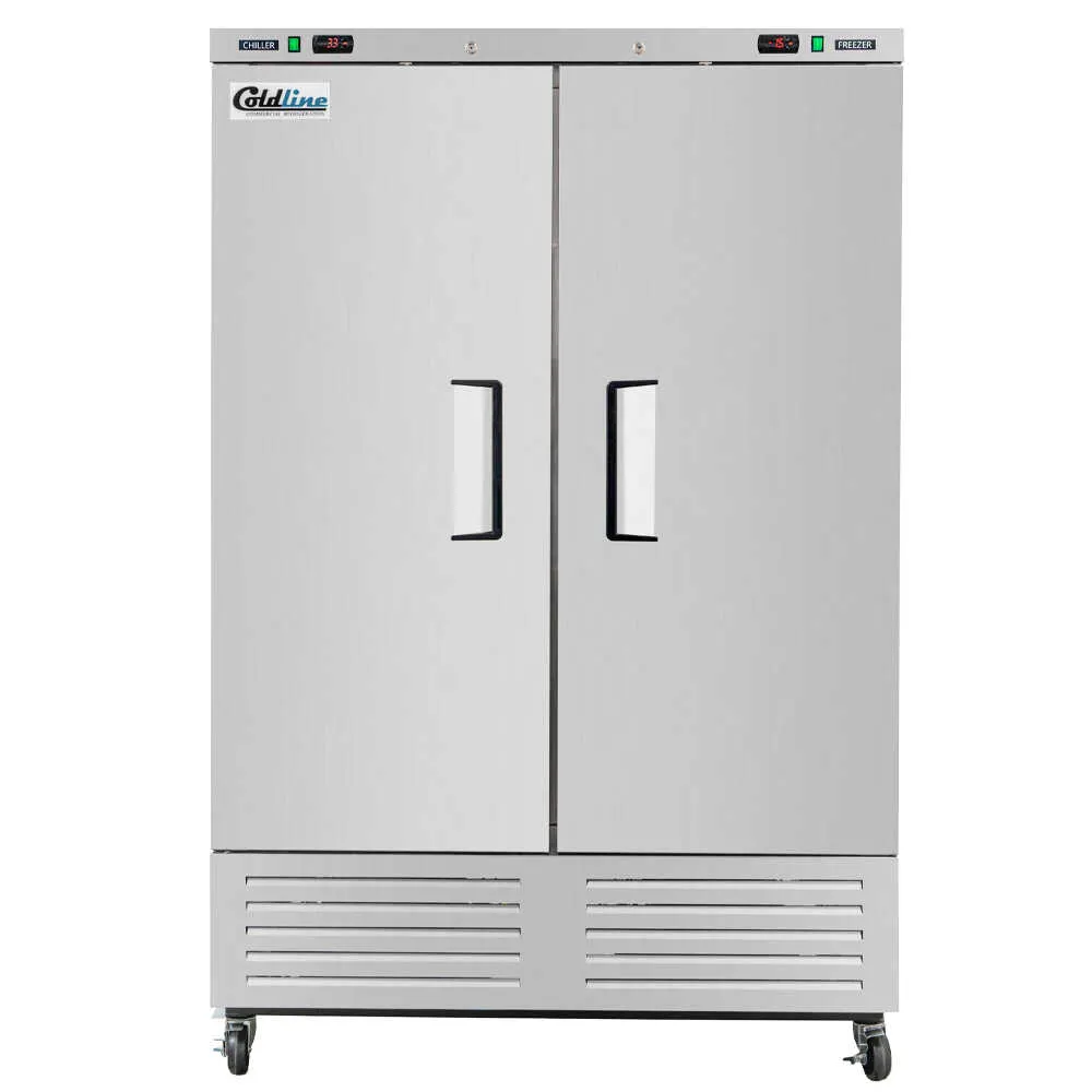 Coldline C-2RF 54" 2-Solid Door Reach-In Freezer, Bottom Mounted, 42 cu. ft., Stainless Steel Front