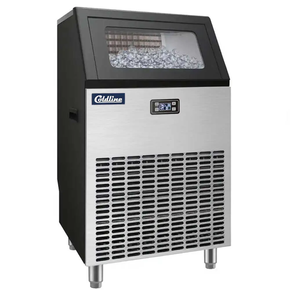 Coldline EIC270 Ice Maker, 22" Black & Stainless Steel, Half‑Cube, 270 lb/Day, 50 lb Bin, 115V R290
