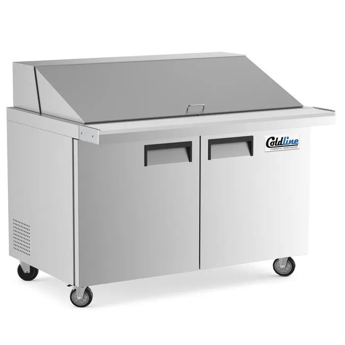 Coldline SMP48-T 48" 2-Section Mega Top Sandwich and Salad Prep Table, 18 Pans, Stainless Steel