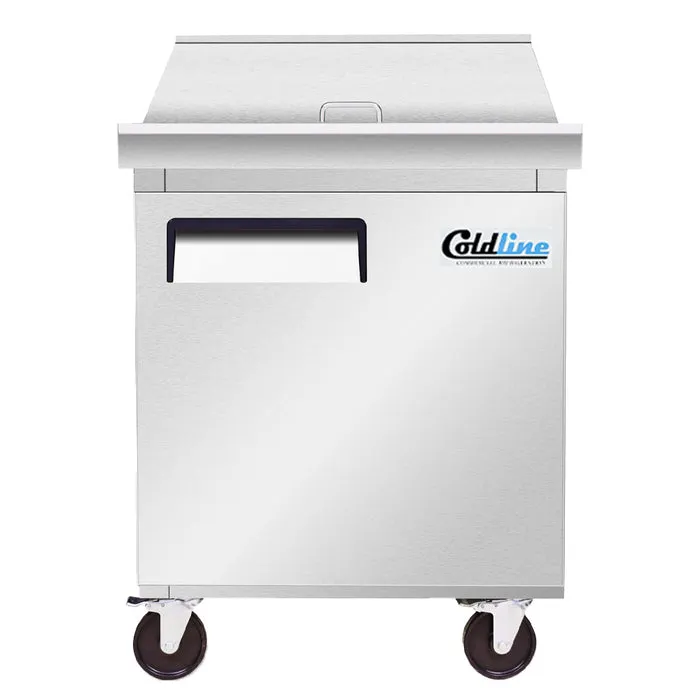Coldline SMP27-T 27" 1-Door Mega Top Sandwich Prep Table, 9 Pans, Stainless Steel