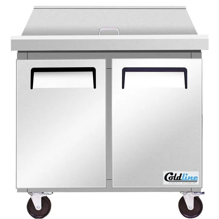 Coldline SMP36-T 36" 2-Section Mega Top Sandwich and Salad Prep Table, 15 Pans