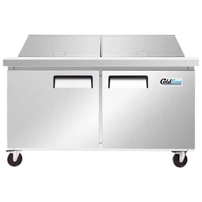 Coldline SMP60-T 60" 2-Section Mega Top Sandwich and Salad Prep Table, 24 Pans, Stainless Steel