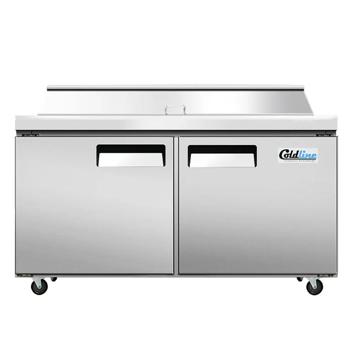 Coldline SP60T 60.19" 2-Door Refrigerated Sandwich and Salad Prep Table, 16 Pans