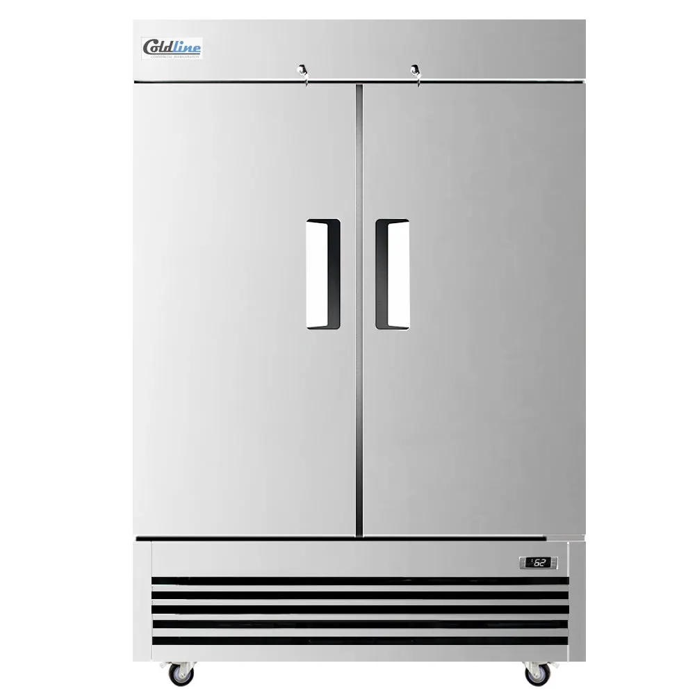 Coldline T-2RE 54" 2-Solid Door Reach-In Refrigerator, 41.9 cu. ft., Bottom Mounted