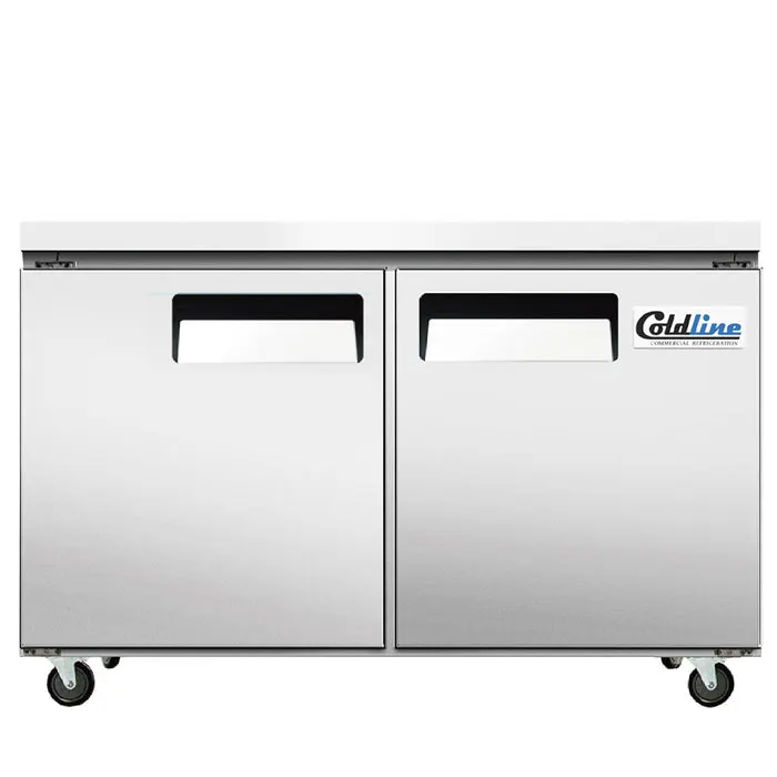 Coldline UC-48RT 48" 2-Section Worktop Refrigerator w/ 2 Doors, 13 cu. ft.