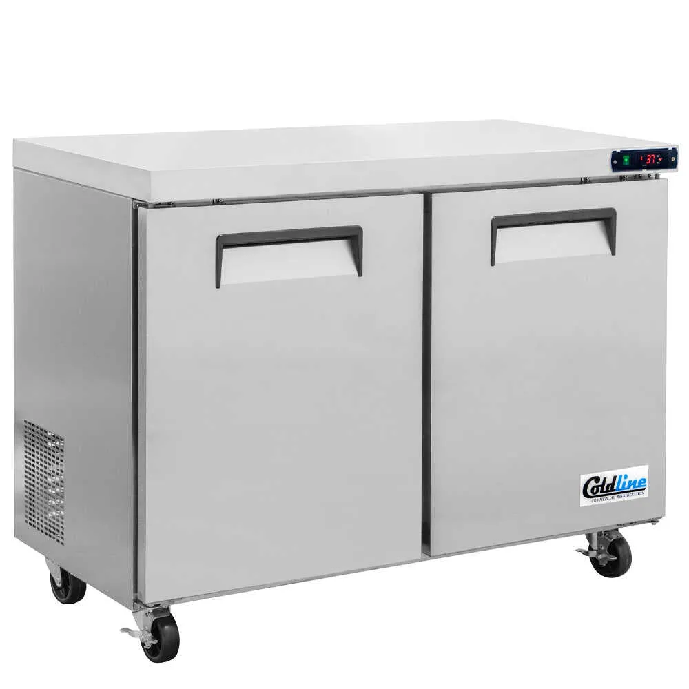 Coldline UCN-48R 48" 2-Section Worktop Refrigerator w/ 2 Doors, 7 cu. ft.
