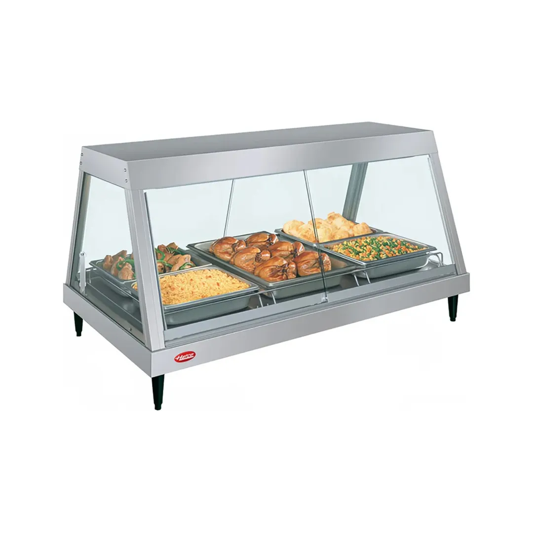 Hatco GRHD-4P 58 1/2" Glo-Ray Heated Display Case, Countertop, See-Thru Design, (4) Pan Single Shelf