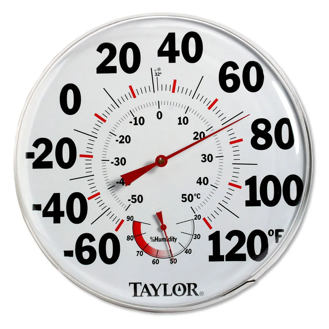 Taylor Precision 497J Wall Thermometer, Humiguide, 12" Diameter, -60° to 120°F, Metal Construction