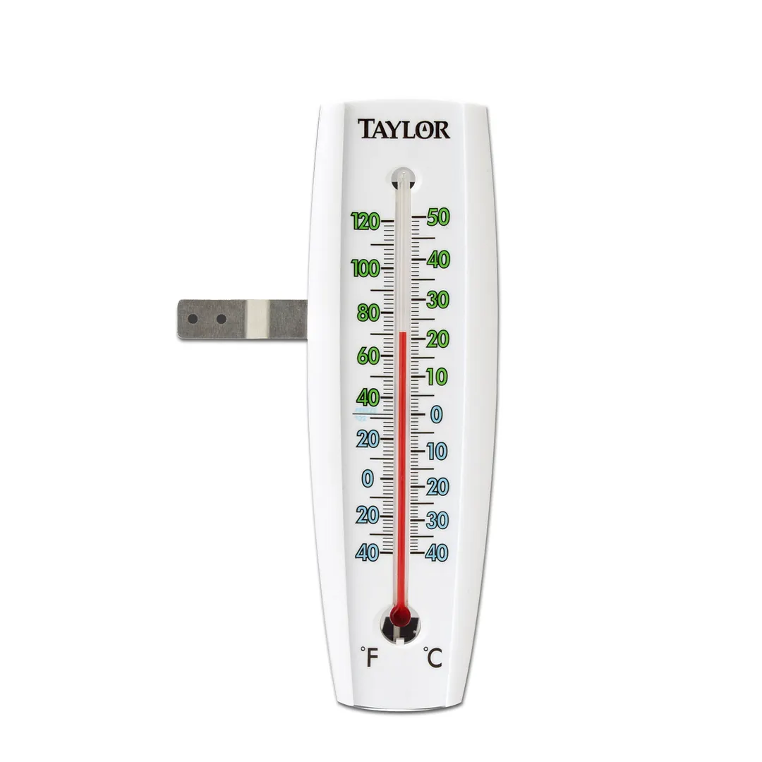 Taylor Precision 5153 Window Thermometer, -40° to 120°F, Tube Display, White, Blue & Green Plastic