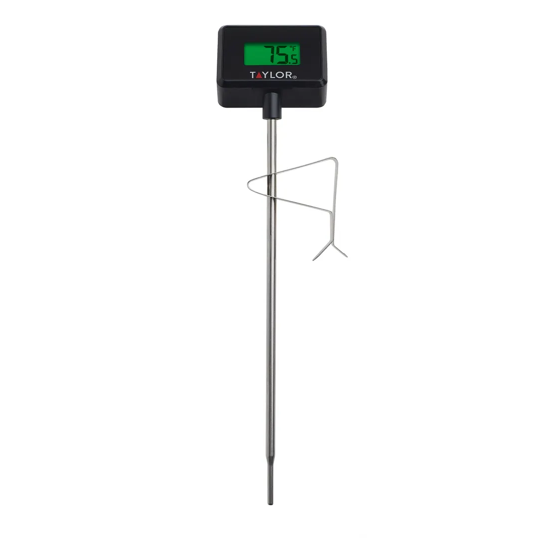 Taylor Precision 5286344 Coffee Thermometer, Digital 0-220°F, Stainless Steel Stem with Pan Clip