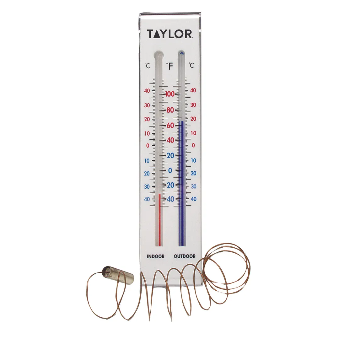 Taylor Precision 5327 Indoor/Outdoor Thermometer, -40° to 100°F, Tube Type Display