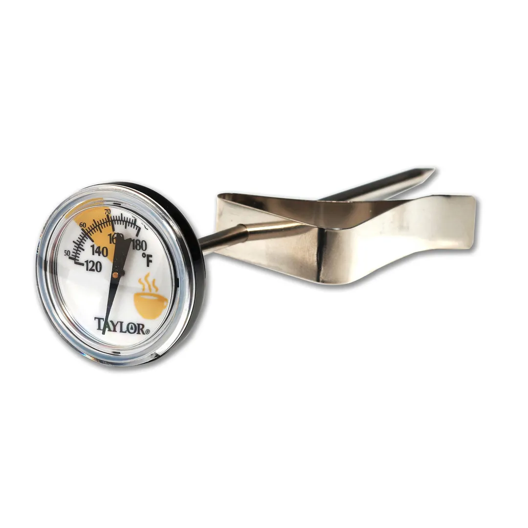 Taylor Precision 5997E Cappuccino Thermometer, Frothing, 120°-180°F, 5" Stem, Adjustable Clip