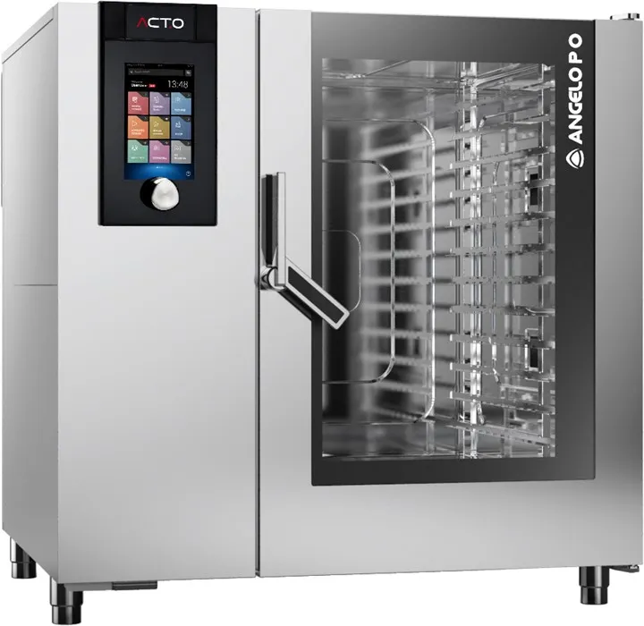 Angelo PO AT122G Full Size 12 Pan Gas Combi Oven w/ 10'' Touchscreen, Steam Generator, 121.000 BTU