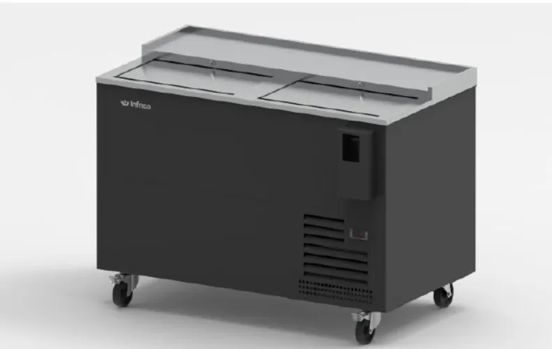 Infrico USA IMD-BC48 Bottle Cooler, 11.8 cu ft, 48"W x 26-3/8"D x 35-7/8"H, 1/4 HP Doors AutoDefrost