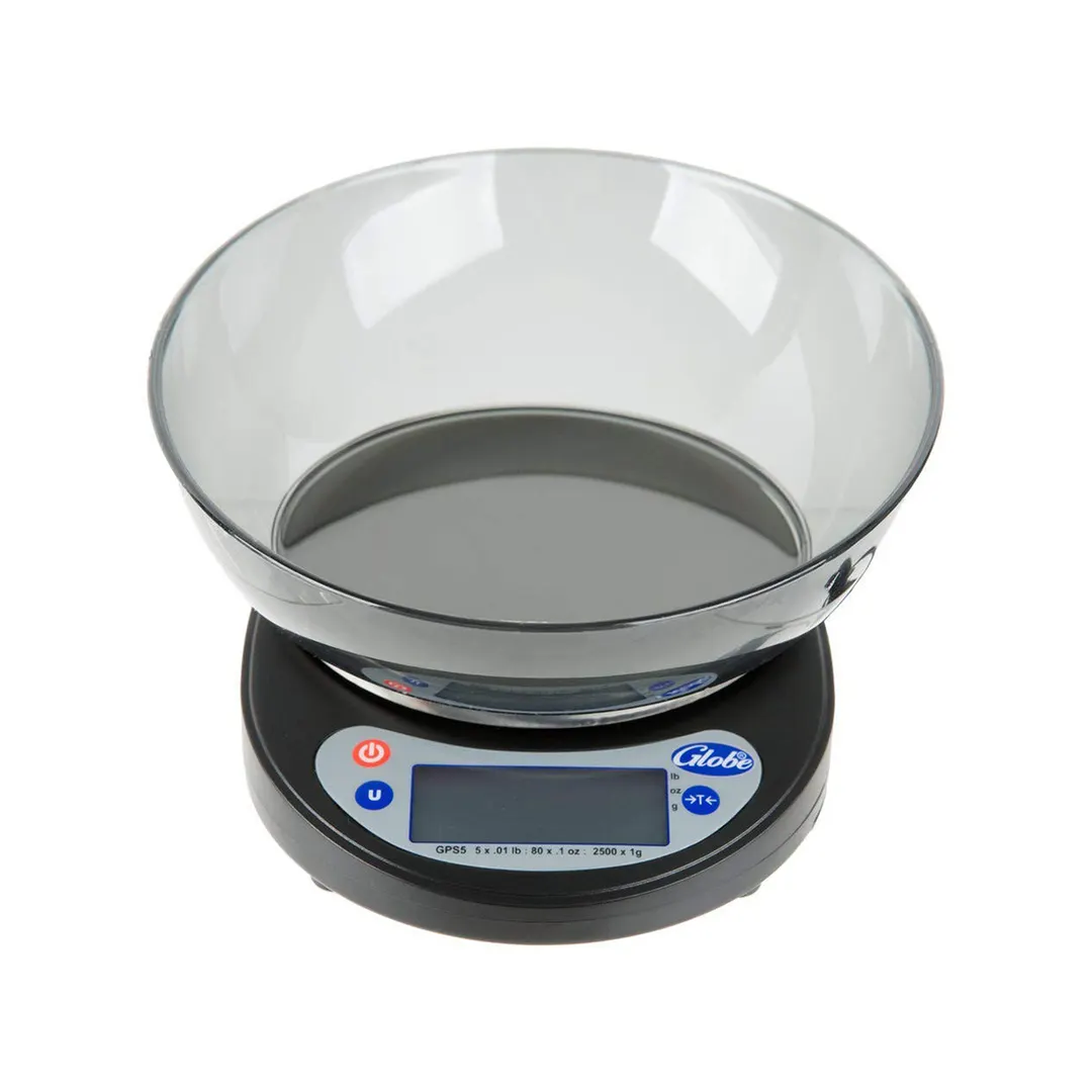 Globe GPS5-8 – 5 lb Digital Portion Scale, 80 oz/2200g Capacity, Stainless Platform, 4” Width, Case of 8