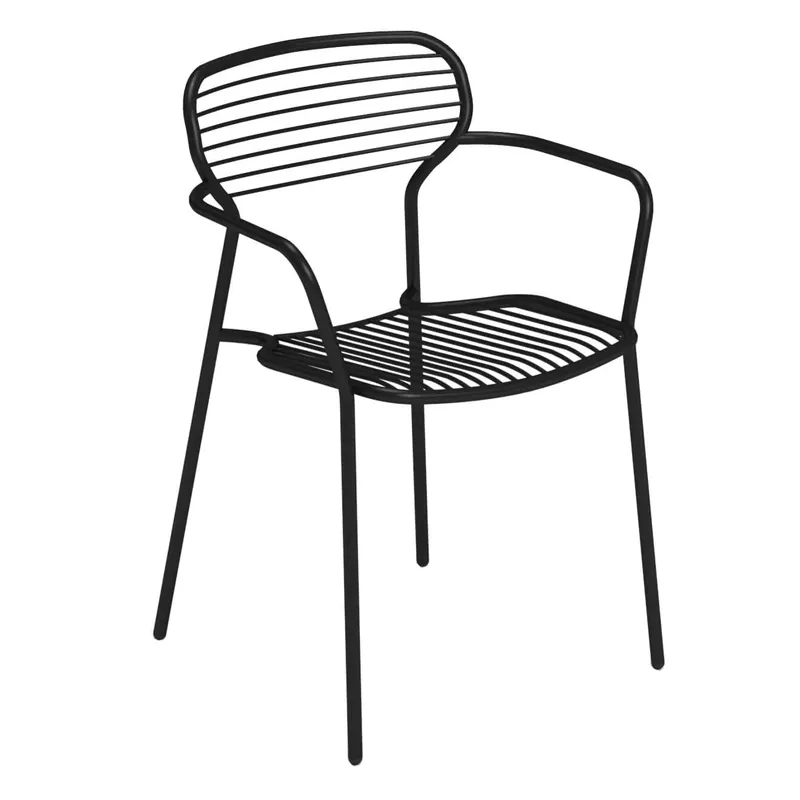 emuamericas E1301 Apero Stacking Armchair, Outdoor/Indoor, Steel Frame, Metal Back & Seat, e-Coated, Powder Coated