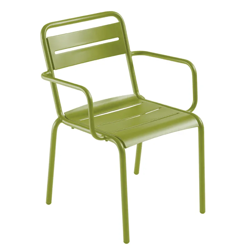 emuamericas E1362 Star Stacking Armchair, Outdoor/Indoor, Aluminum Slats, Tubular Frame, Powder Coated