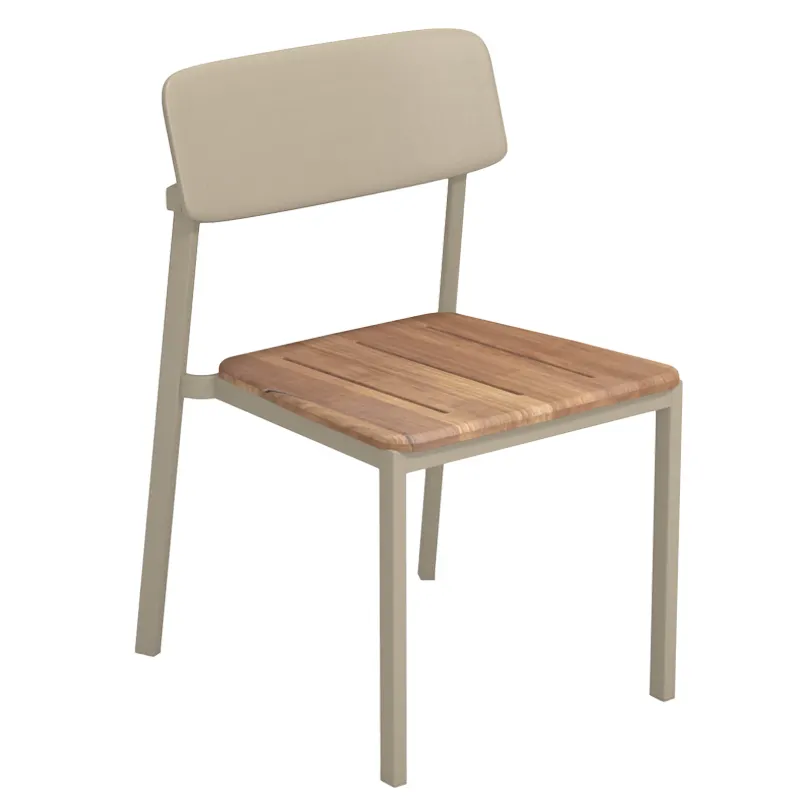 emuamericas E247T Shine Stacking Side Chair, Outdoor/Indoor, Teak Seat, Aluminum Frame, Powder Coat Finish