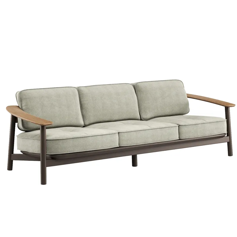 emuamericas E6047 Advanced Twins Sofa, 3-Seat, Outdoor/Indoor, Aluminum Slats, Powder Coated Aluminum Frame