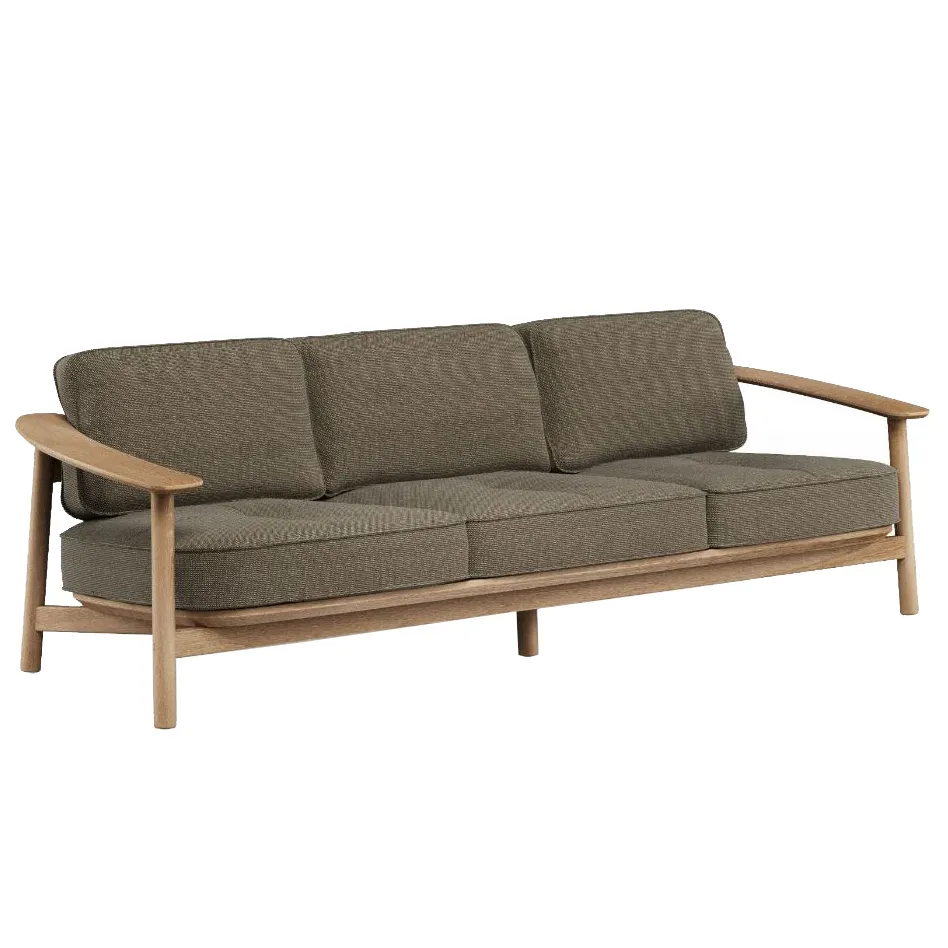 emu E6057 Twins Outdoor/Indoor 3-Seat Sofa, Teak Frame, FSC Teak Slats, Cushion Sold Separately