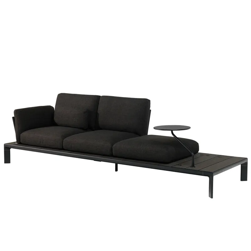Emuamericas E765B Tami Lounge Sofa, Outdoor/Indoor, Slatted Bamboo, Aluminum Base