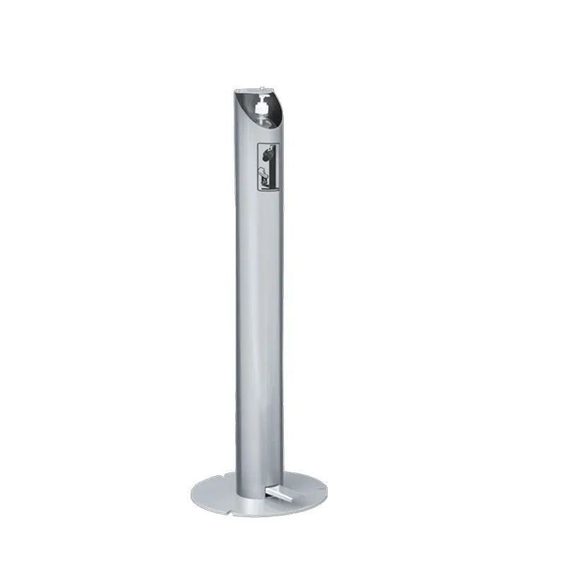 Emuamericas UV1 Hand Sanitizer Dispenser, Foot-Pump, Hands-Free, 1 L, Steel, Silver RAL 9600