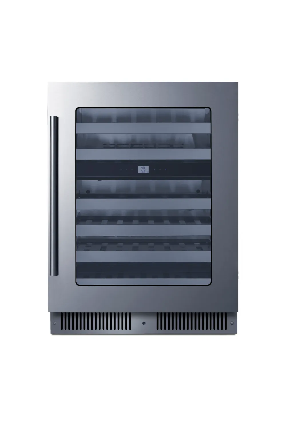 Summit CL244WC2 Dual‑Zone Wine Cooler 24" Black Stainless, 48‑Bottle Glass Door, LED, R600a, ETL