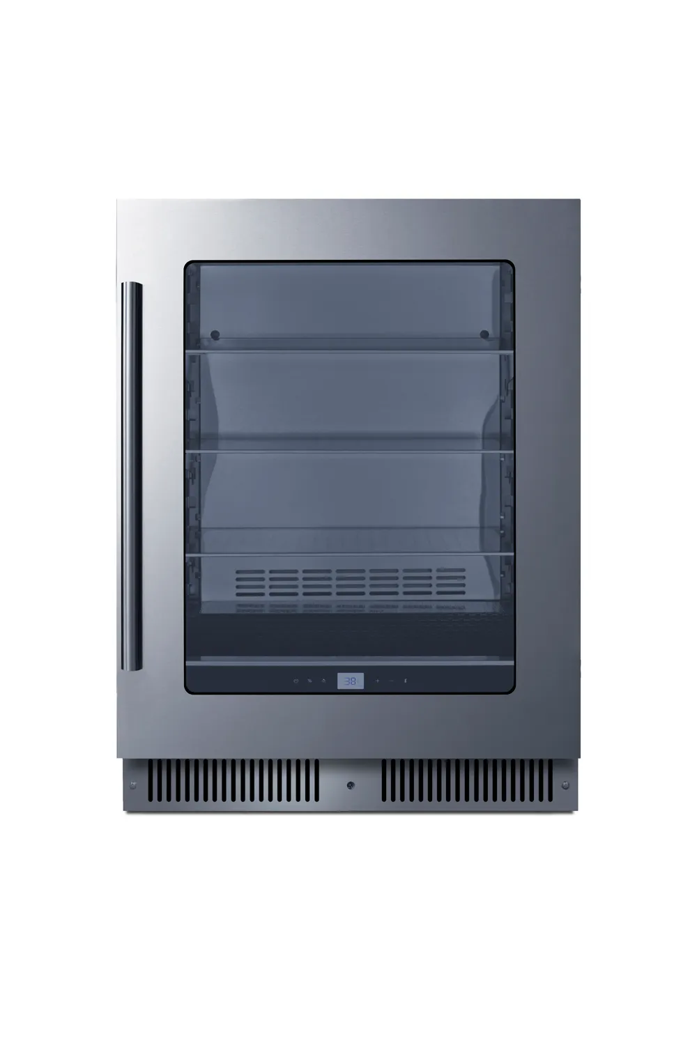 Summit CL24BV1 24" Undercounter Center, 4.73 cu ft, Stainless Steel Finish, Glass Door, Lighting