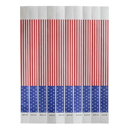 Winco WB-FLAG - Bar Maid Wristbands, 3/4"W x 9.5"L Tyvek, Numbered American Flag, 500/Pack
