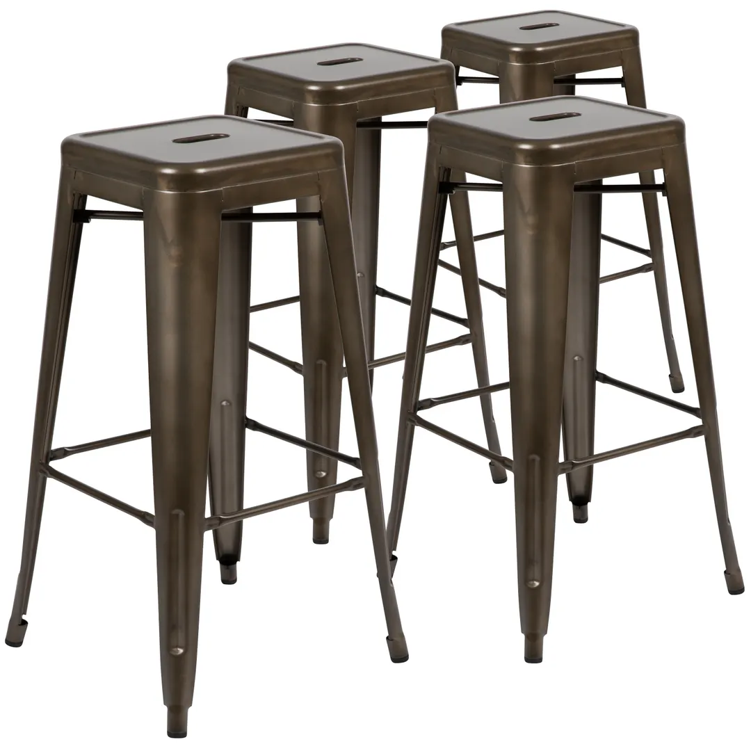 Flash Furniture 4-ET-31320-30-GN-R-GG Indoor Bar Stools 4 440 lbs 17"W x 17"D x 30"H Stackable Metal Footrest