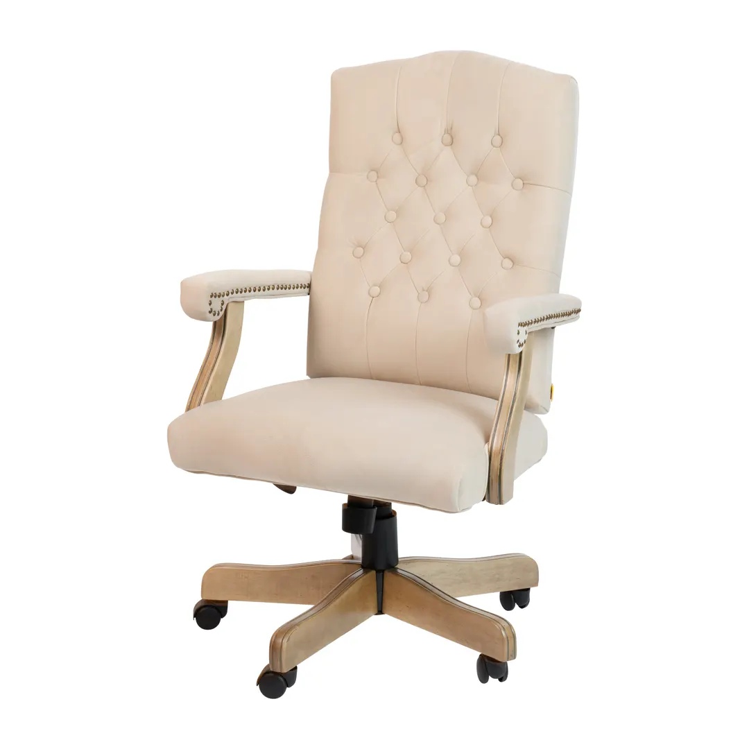 Flash Furniture 802-IV-GG Derrick Classic Executive Office Chair, Ivory, 300 lb, Adjustable Height 43-47in, Fabric Upholstery