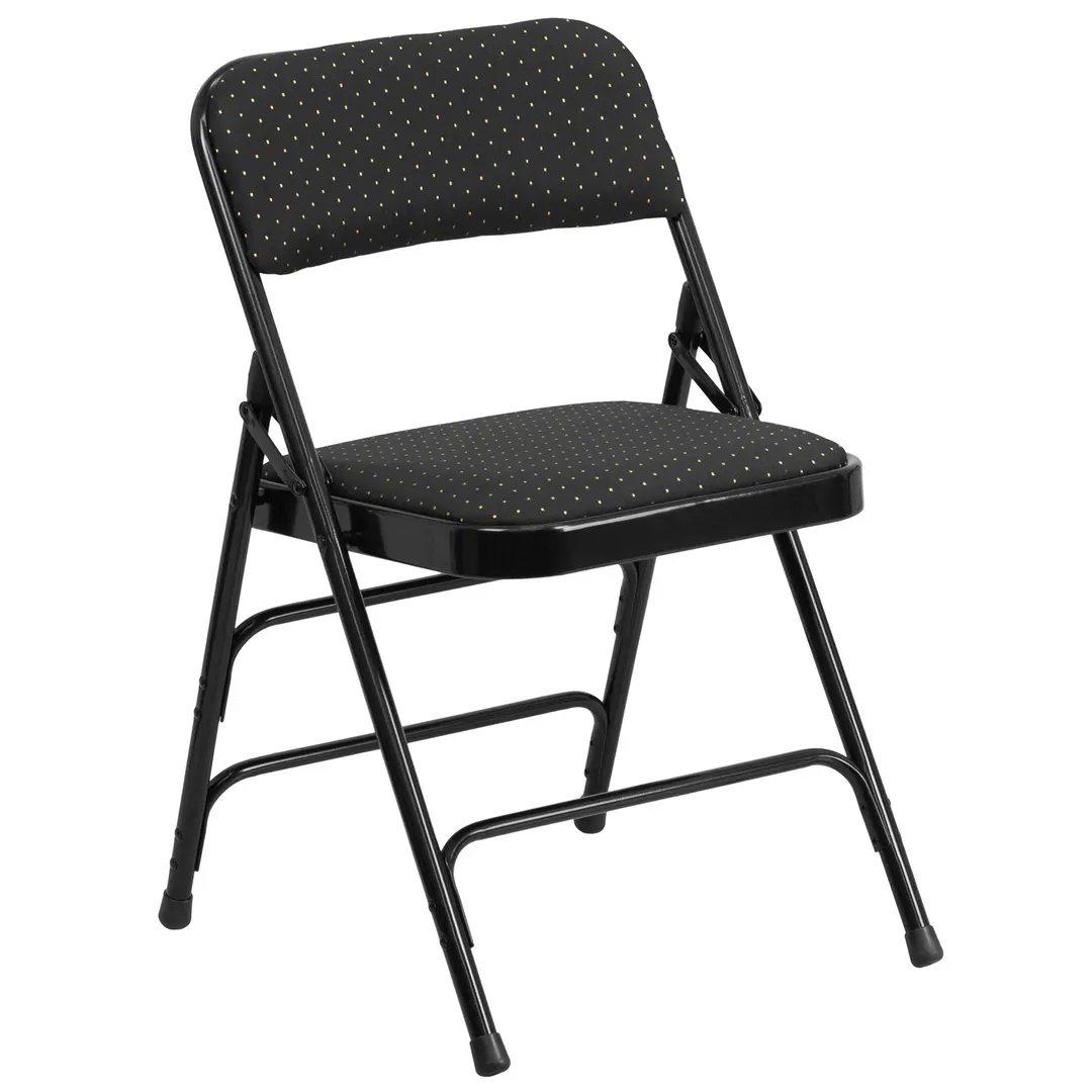 Flash Furniture AW-MC309AF-BLK-GG Hercules Series Black Folding Chair, Curved, Triple Braced, Double Hinged, Metal, 2 per Order