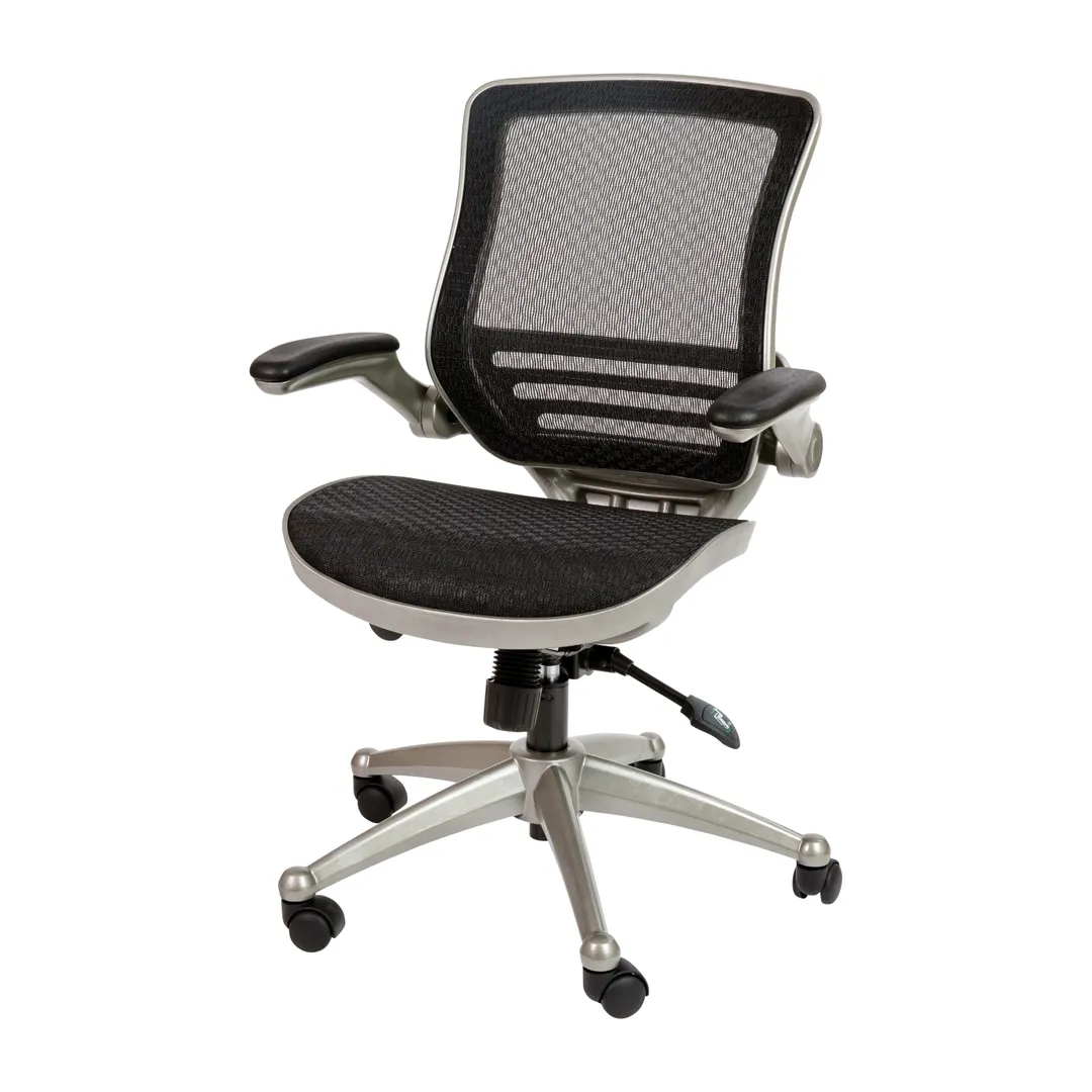 Flash Furniture BL-8801X-BK-GR-GG Warfield Executive Swivel Chair, 37-41in Height, 300 lb, Mesh Back & Seat, Padded Arms