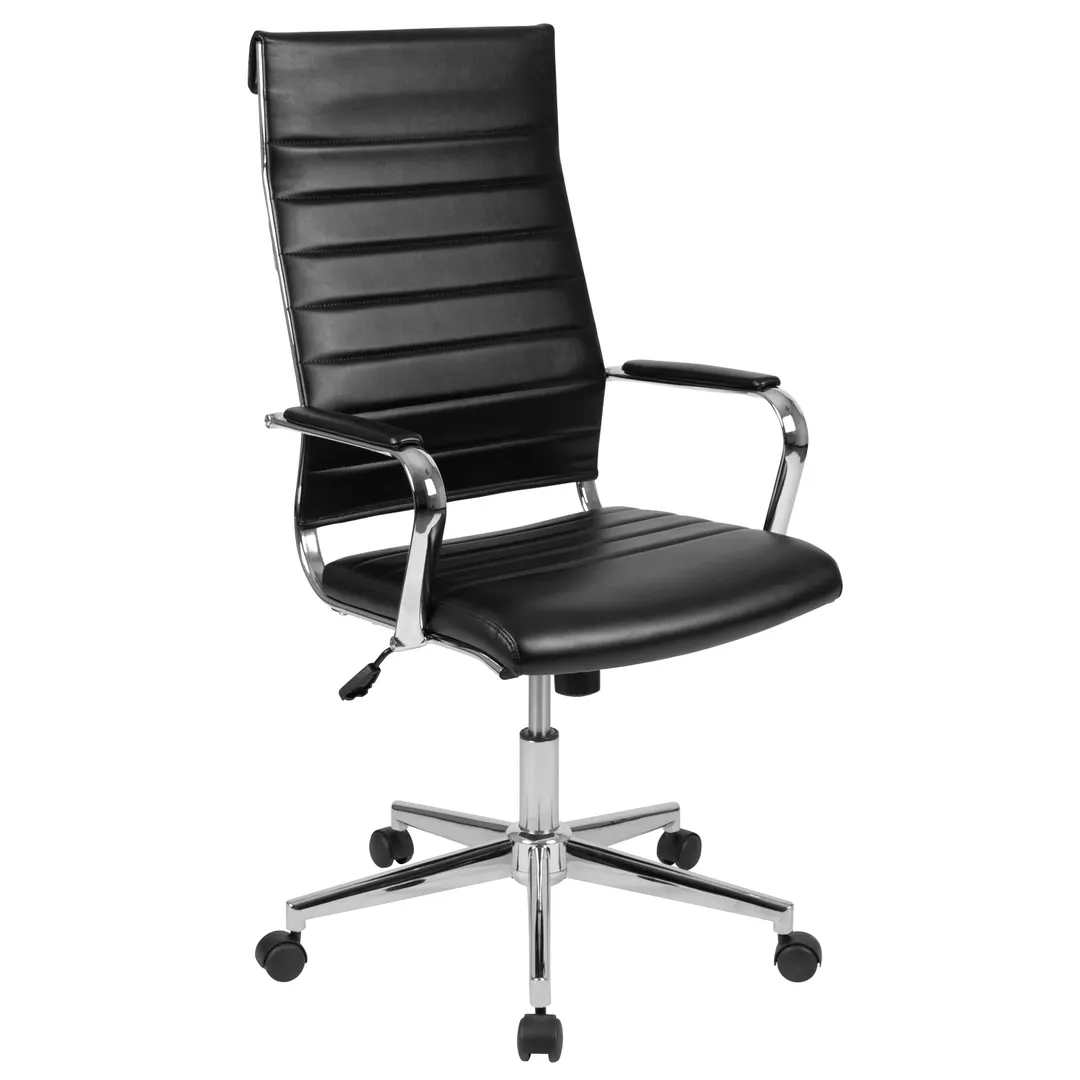 Flash Furniture BT-20595H-1-BK-GG Hansel Executive Swivel Chair, 250 lb. Capacity, LeatherSoft Upholstery, Black