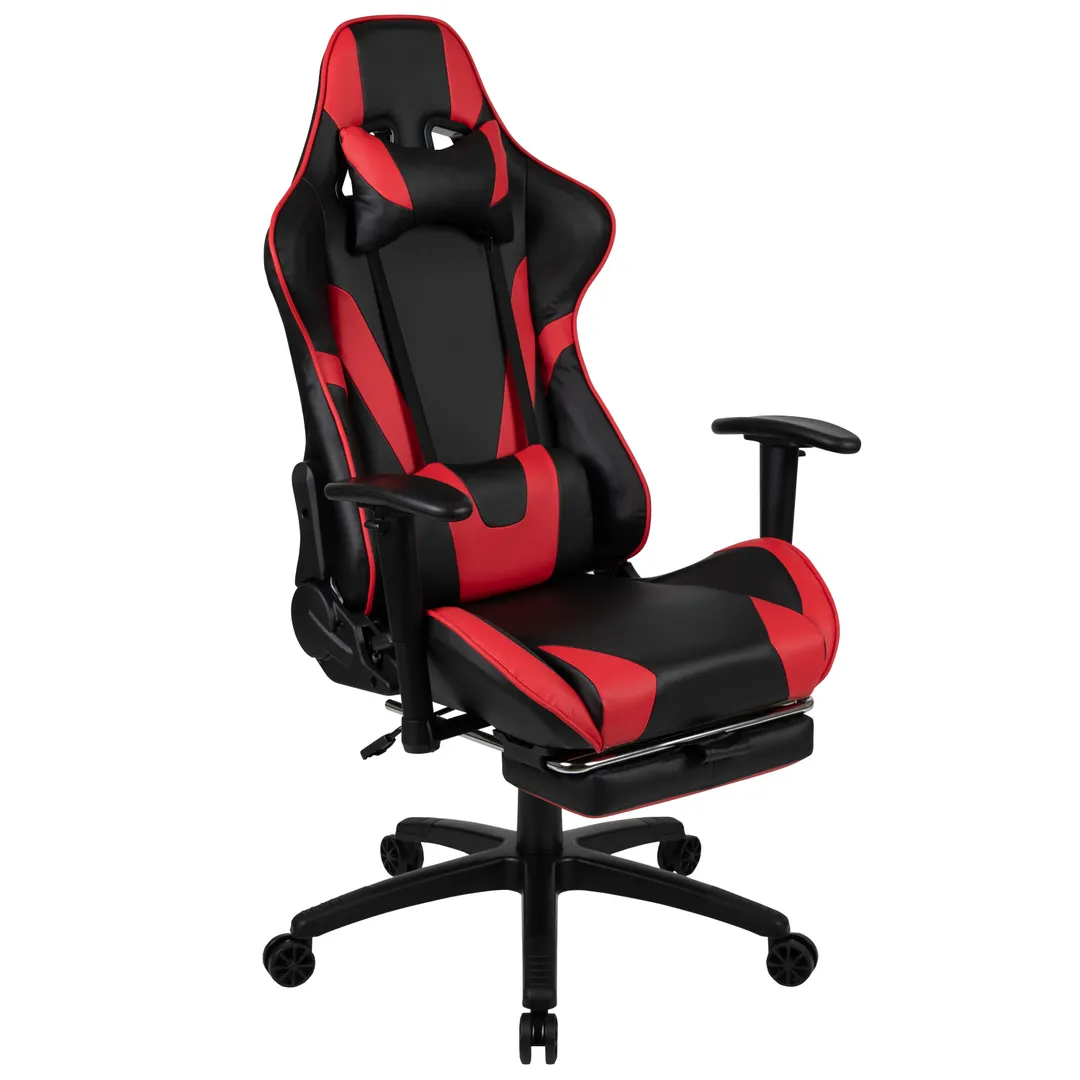 Flash Furniture CH-187230-RED-GG X30 Gaming Chair, 280 lb, LeatherSoft, High-Back, Removable Headrest