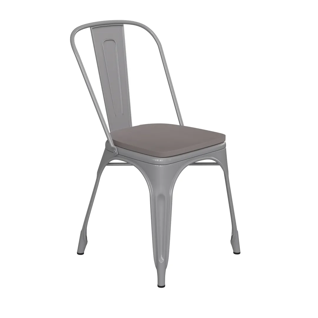 Flash Furniture CH-31230-SIL-PL1G-GG Perry Stacking Side Chair, 500 lb, Gray Poly Resin, Steel Frame, Stackable