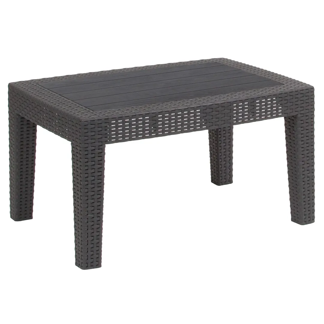 Flash Furniture DAD-SF2-T-DKGY-GG Outdoor Coffee Table, 27.75x19.75, Dark Gray, Faux Rattan, Resin Frame