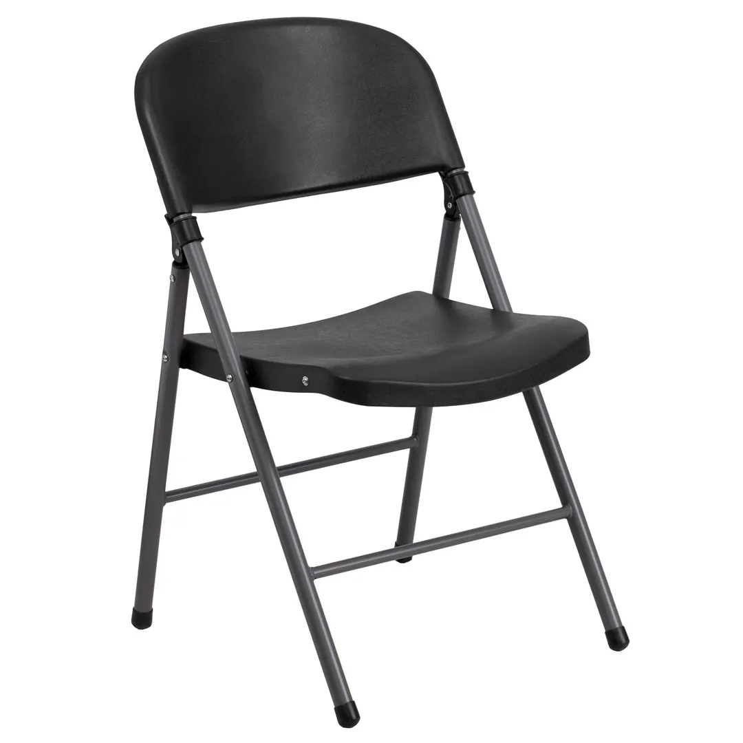Flash Furniture DAD-YCD-50-GG Hercules Series Folding Chair, 330 lb. black plastic seat & back, charcoal frame
