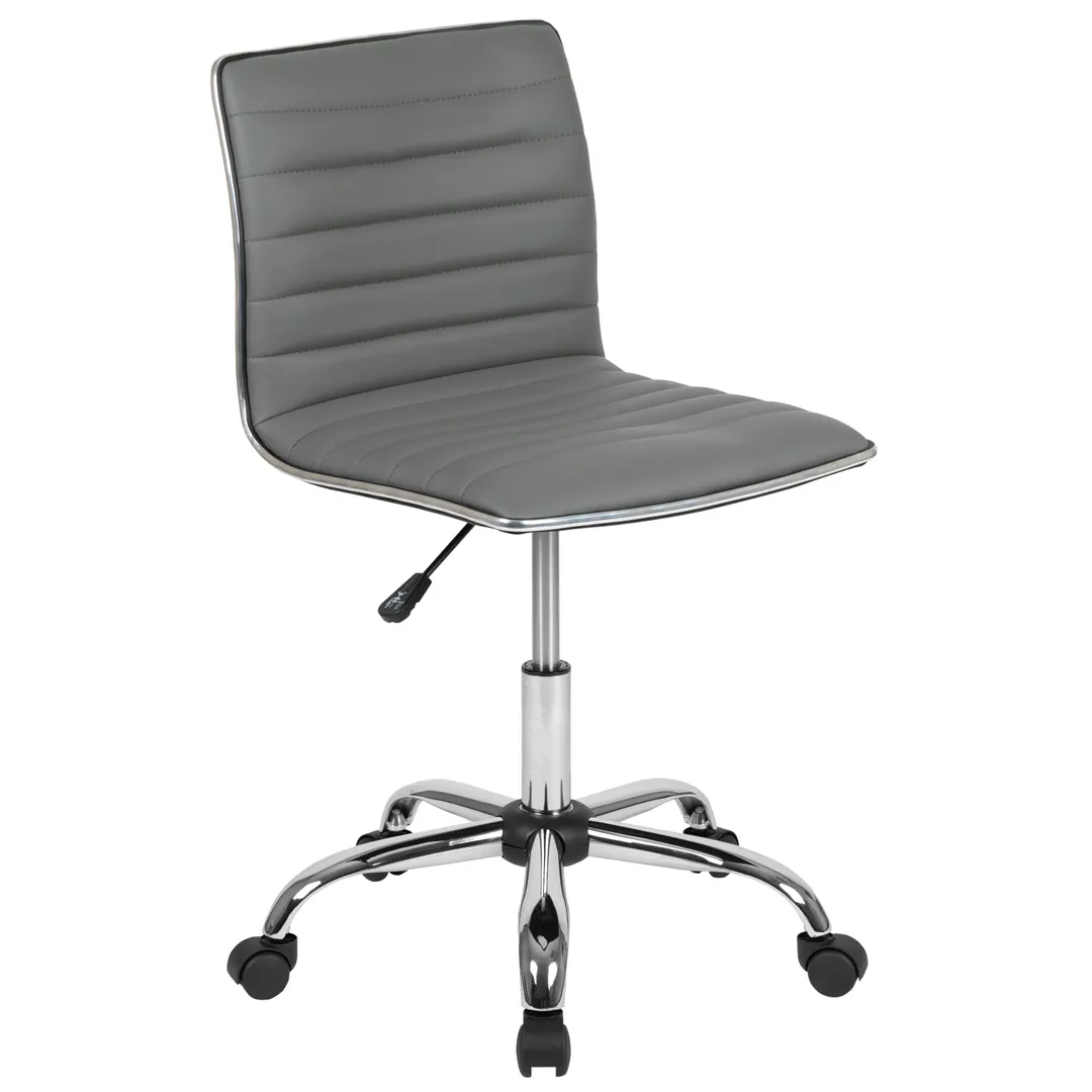 Flash Furniture DS-512B-LTGY-GG Alan Swivel Task Chair, 31-1/4 to 36in Height, 250 lb, Low Back, Vinyl Upholstery, Light Gray